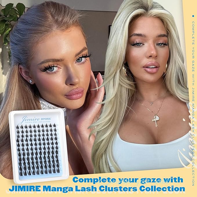 JIMIRE Fairy Lash Clusters Wispy Cluster Eyelash Extensions Manga Eyelash Clusters with Spikes 10-16MM Anime Cluster Lashes C-Curly Individual Lashes 110Pcs DIY Anime Lash Extensions at Home