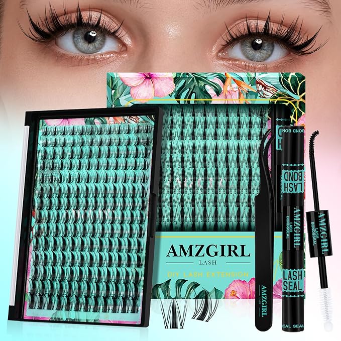 Lash Clusters Kit 168pcs Manga Lash Extension Kit Anime Cluster Lashes Natural Look with Waterproof Lash Bond and Seal Lashes Wet Look Ultra-Thin Invisible Lash Band(Autumn Leaves-Kit,D-10-18mm)