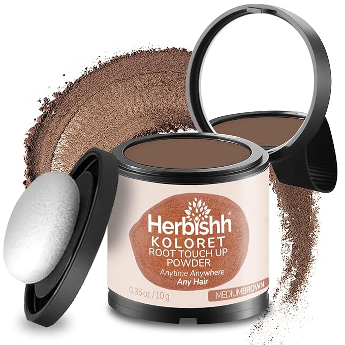 Koloret Root Touch Up Powder– Medium Brown Powder for Women & Men, Instant Root Cover Up for Gray Coverage, Hairline Concealer for Thinning Hair & Bald Spots, Water-Resistant & Smudge-Proof, 10g