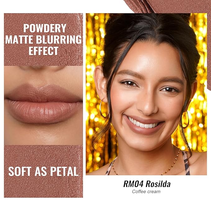 Oulac Matte Lipsticks for Women Set, Silky Velvet Matte Lipstick, Soft Smooth Texture, High Impact Lip Color, Not Dry Lightweight Formula Infused with Vitamin E, Vegan RM02+03+04