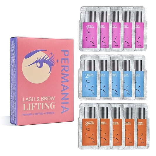 PERMANIA Eyelash Lift Kit, 15 Pcs Separate Steps Lotion for Salon or at Home for Lash Perm & Brow Lamination (without tools)