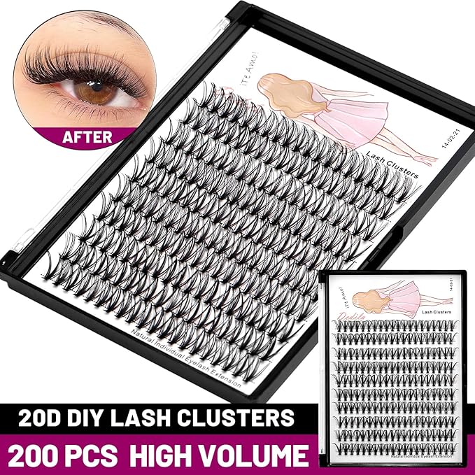 8-22mm to Choose 20D/40D/60D/80D/100D Individual False Eyelashes Makeup Cluster Eyelashes Thickness 0.07mm D Curl Natural long Black Soft 3D Eye Lashes Extensions (20D-22mm)
