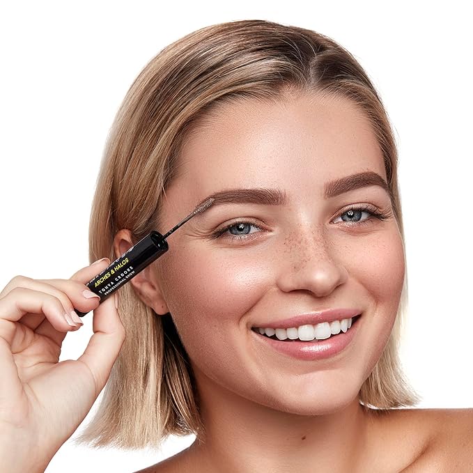 Arches and Halos Microfiber Tinted Brow Mousse - Richly Pigmented Eyebrow Shaper - Water Resistant Filler Pen - Vegan - Neutral Brown - 0.11 oz