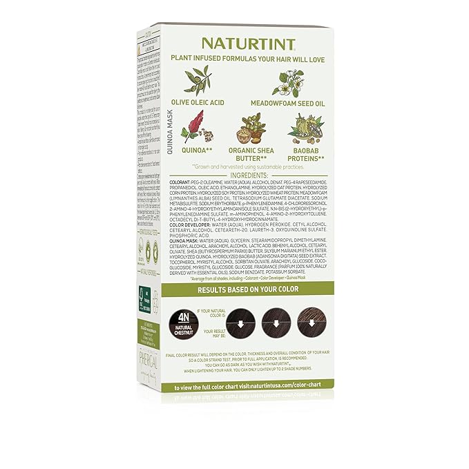 Naturtint 4N Natural Chestnut Permanent Hair Color (Pack of 1), Ammonia Free, Vegan, Cruelty Free, up to 100% Gray Coverage, Long Lasting Results (Packaging may vary)