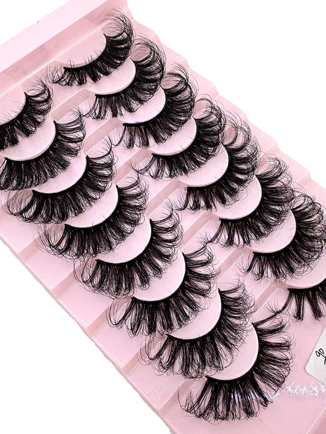 HBZGTLAD Mink Lashes Fluffy False Eyelashes 25mm Dramatic Faux Mink Eyelashes Natural Look Cat Eye Volume Eye Lashes Multipack (9D-27)