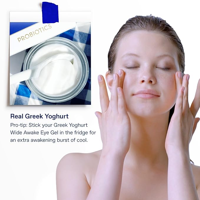 KORRES Greek Yoghurt Wide Awake Eye Gel Serum with Hyaluronic Acid & Caffeine for Dark Circles & Puffy Eyes, Roller Ball, Brightening & Hydrating, 0.51 fl oz, Stocking Stuffer