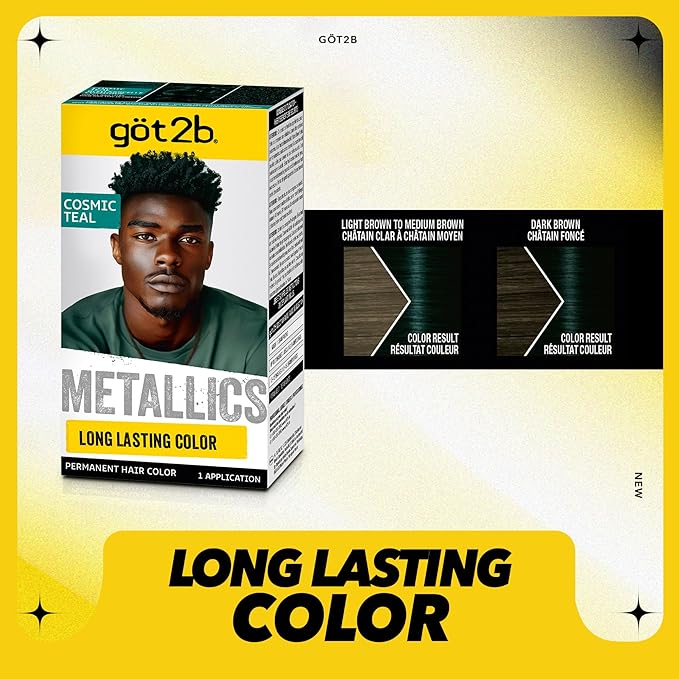 Schwarzkopf Got2b Metallics Permanent Hair Color, M75 Cosmic Teal (Pack of 2)