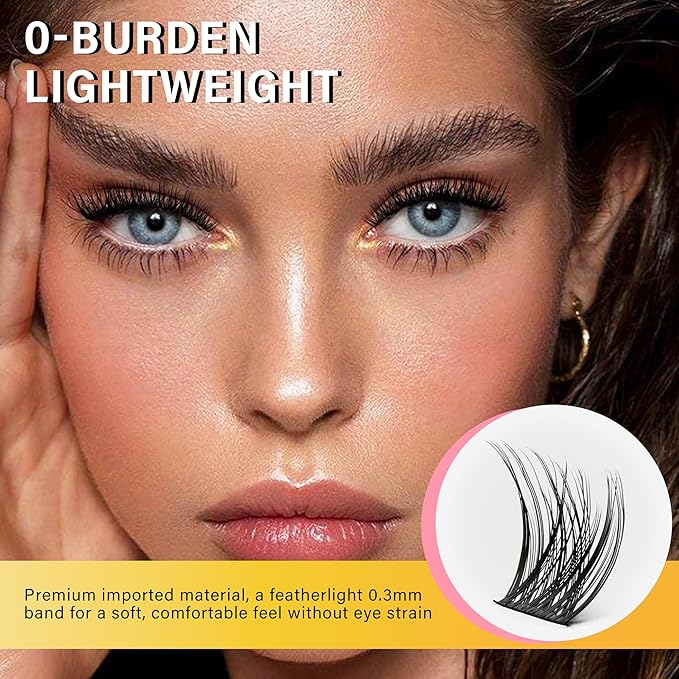 Lash Clusters 8-16mm, False Eyelashes 132pcs, Cluster Eyelash Extensions Matte Black Soft, Diy Lash Extensions D Curl Natural Lash Clusters Faux Mink Lashes Wispy（Breeze,132pcs,0.07,D,8-16MIX)