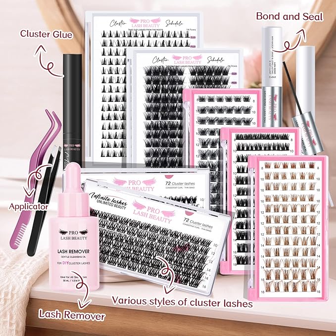 Cluster Lashes, 72 Pcs Individual Lashes, Lash Clusters DIY Eyelash Extension, Natural Lashes Super Thin Band Reusable Soft & Comfortable (Natural-C-16mm)