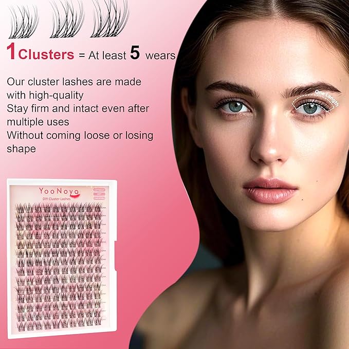 Wispy Lash Clusters 140 Pcs 12mm Mix Eyelash Clusters C Curl Cluster Eyelash Extensions Natural Wispy Cluster Lashes Reusable Individual Invisible Band Lash clusters (QX-12mm)