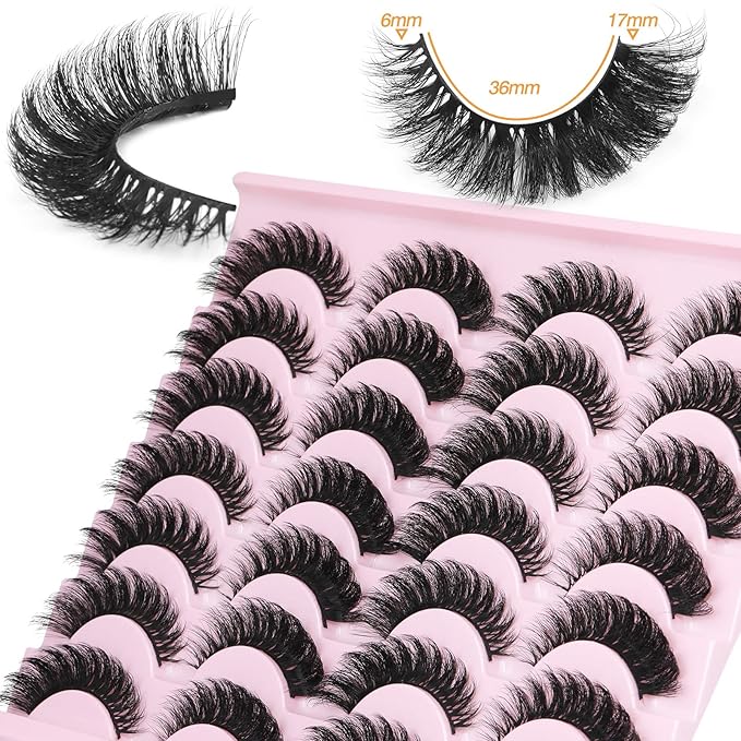 False Eyelashes Russian Strip lashes Cat Eye Eyelashes Faux Mink Lashes Fox Eye volume Dramatic Fake Lashes Look Like Extension Eyelashes Long Strip Wispy Lashes14 Pairs
