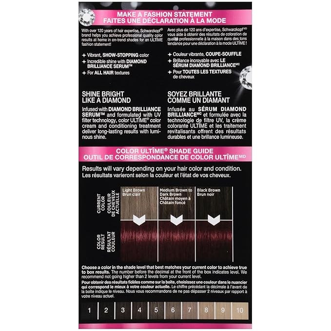 Schwarzkopf Color Ultime 4.2 Mahogany Red Hair Dye, Permanent Intense Black with Diamond Brilliance, Fade-Resistant, Covers Grays, All Hair Textures