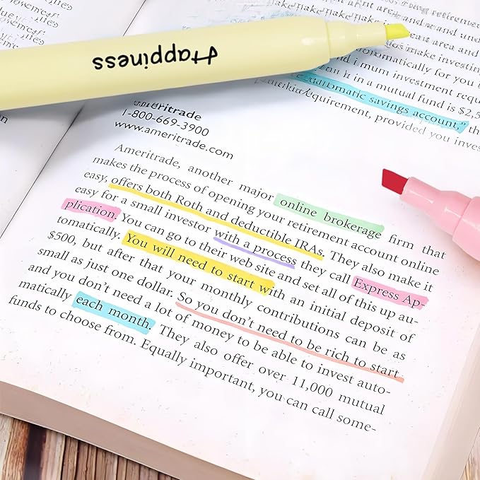 Highlighters Assorted Colors, 6 Pack Tank Style Highlighters, Chisel Tip, No Bleed Bible Highlighter Markers for Teacher Students, Classroom Must Have, School Supplies