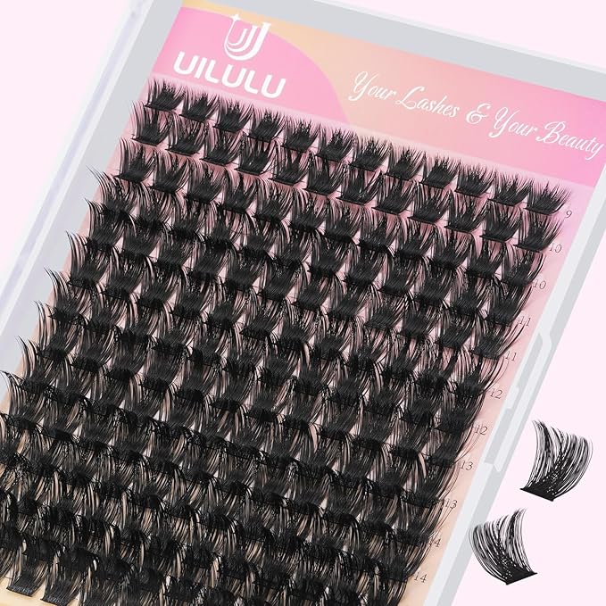 Lash Clusters for DIY Lash Extension at Home, Wispy Natural Individual Clusters Lashes False Eyelashes 168 Count 0.07D 9-16MM Mix D Curl Eye Lash Extensions (U02 Lash 9-16MM)