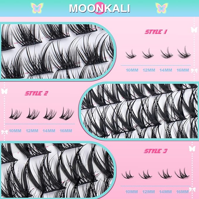 Natural Lash Clusters Wispy Eyelash Clusters 3 Styles Mix Natural Cluster Eyelash Extensions D Curly Soft Individual Lashes 10-16 mm Mix Length Natural Look Lashes Clusters with Thin Lash Band
