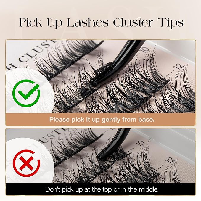 BEFER Lash Clusters, 144 Pcs D Curl Eyelash Clusters Volume Individual Lashes Extensions 10-16MM Fluffy Cluster Eyelash Wispy Cluster Lashes DIY At Home(Radiance,FD03)