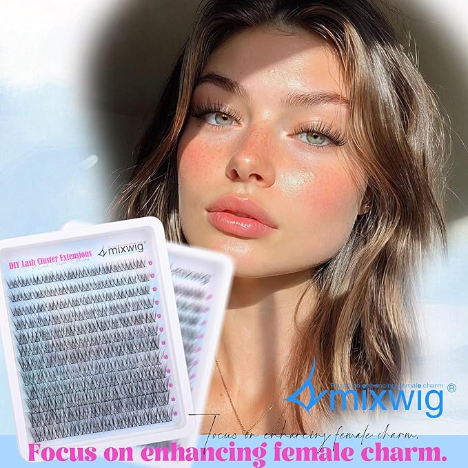 Individual Lashes Clusters Natural Lash Extensions 10-16 MM Wispy Eyelash Clusters 144 pcs Eyelash Extension C-Curly Lash Extensions by Lvmixwig
