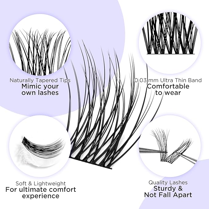 Lash Clusters D Curl Individual Lashes, 168 Pcs Cluster Eyelash Extensions 0.07mm 10-16mm Mixed DIY Lash Clusters Reusable Super Thin Black Band Eyelashes at Home (Twin Flowers 703D)