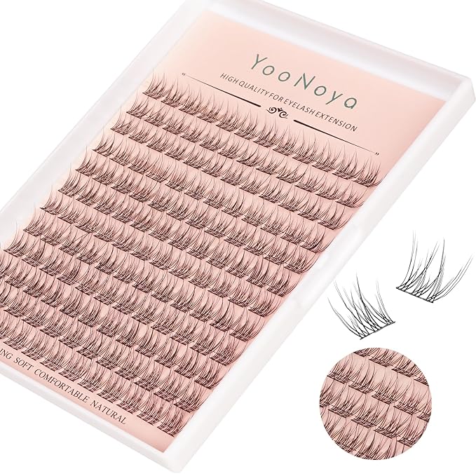Wispy Cluster Lashes 144 Pcs 10-12mm Mix Natural Individual Eyelashes Wispy C Curl DIY Cluster Eyelash Extensions Super Thin Band Eyelashes (QF-10-12mm)