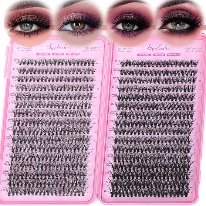 640 Pcs D Lash Clusters, Eyelash Clusters Individual Lash Extension Curl Fluffy Wispy False Eyelashes Extensions (30D+40D)