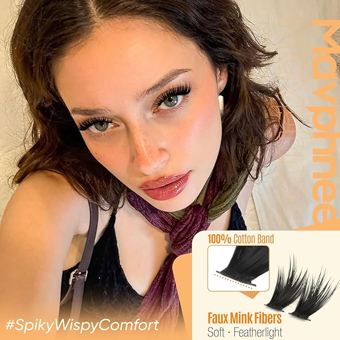 Wispy Lash Clusters Spiky Eyelash Extensions Fairy Cluster Lashes Natural Eyelashes Clusters Hair-Like Softness Lash Extensions Volume Individual Lashes Spikes Value Pack (210Pcs, 10-18MM)
