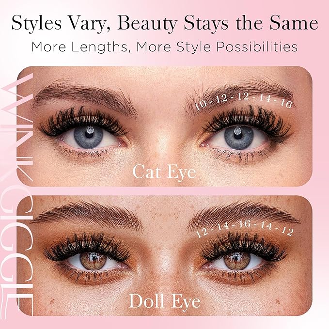 Lash Clusters Volume Wispy Eyelash Clusters, 10-16mm D Curl Natural Lashes Clusters, DIY Individual Lash Extensions with Soft Ultra-thin Band, 144pcs (M02)