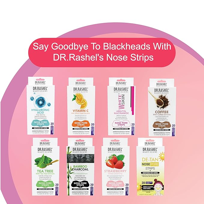 DR.RASHEL Strawberry Nose Pore Strips For Pore Cleansing, Instant And Painless Blackheads Removal | Deep Purifying Blackhead Remover Strips for Nose | 20 PCS (10 Strips & 10 Wipes)
