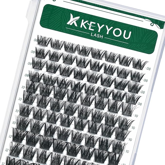 Lash Clusters 96pcs Individual Lashes Y01 D Curl 8-12MIX Cluster Lashes KEYYOU Volume Wispy Lash Extension Soft&Comfortable Easy DIY at Home(Y01,D-8-12MIX)