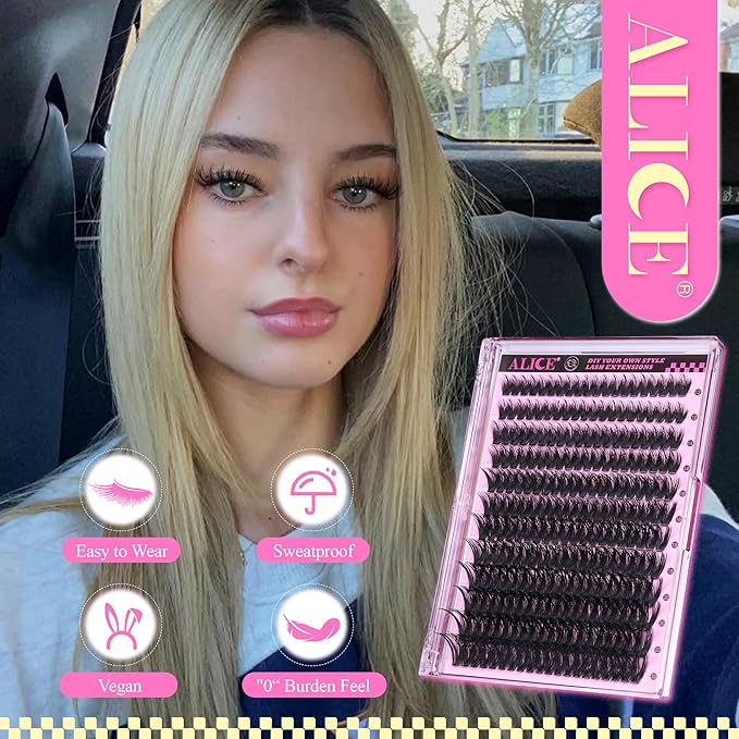 ALICE Fluffier Wispy Lash Clusters Eyelash Clusters Spiky Anime Cluster Eyelash Extensions 240pcs 100D 12-22mm CC- Curly Individual Lashes Fairy Volume Salon Lash Extensions DIY at Home