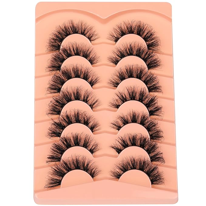 Mink Lashes Wispy False Eyelashes Fluffy D Curl Faux Mink Lashes 14mm Natural Look False Lashes Short Strips Lashes by Focipeysa