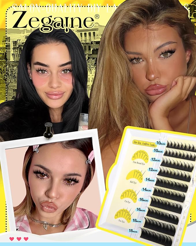 Manga Lash Clusters With Spikes Individual Lashes Anime Cluster Eyelash Extensions Wispy Eyelash Clusters Classic Lash Extension Bottom Lashes SIY Eyelashes 10-18MM by Zegaine(Separate It by Yourself)