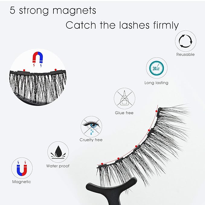 Alcastar Magnetic Eyelashes with Eyeliner Kit, Magnetic Lashes Natural Looking with, Reusable,Long Lasting, Easy Apply,Cruelty-Free (ATZ1004-A1)