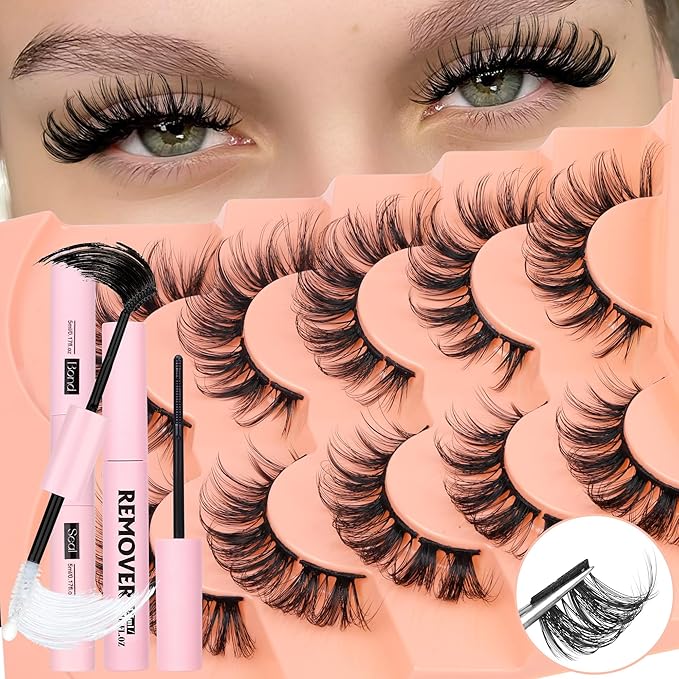 Lash Clusters Kit DIY Individual Eyelashes Extensions with Lash Bond and Seal Remover Natural Cluster Lashes Wispy Eyelashes Extension Kit by Eefofnn