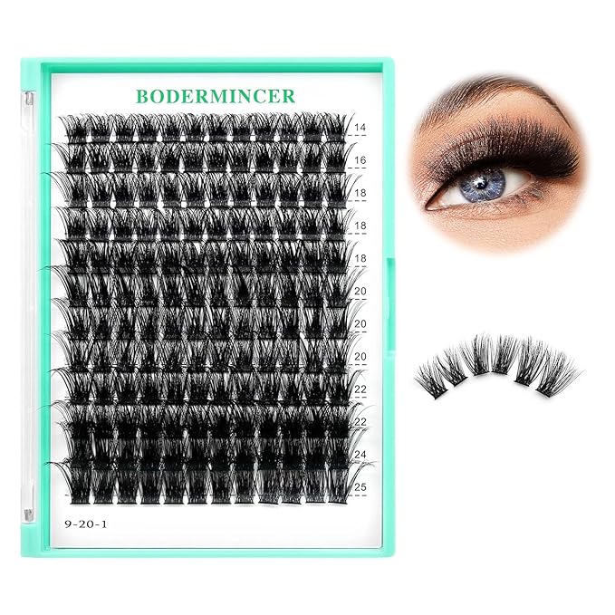 Bodermincer Lash Clusters D Curl Black/Brown/Colored Lashes 10-12-14/12-14-16/16-18-20mm Mixed Lash Clusters Kit For Beginner (M01# 14-25mm Mixed)