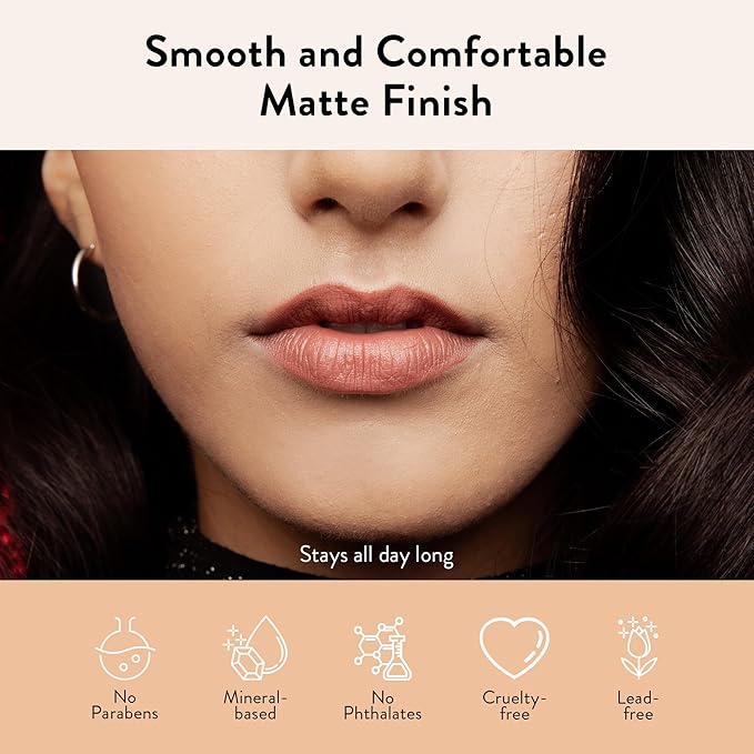 Juwel Cosmetics Luscious Matte Liquid Lipstick, Natural Long Lasting Lipstick with Avocado Oil & Kaolin Clay, Hydrating Mineral-Based Lip Color, Cruelty-Free & Lead-Free, Wanderer