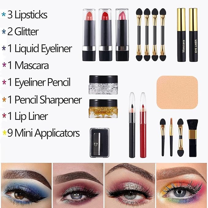 MISS ROSE M 58 Color Professional Makeup Kit for Women Full Kit, Include Eyeshadow Facial Blusher Eyebrow Powder Face Concealer Powder Eyeliner Pencil and a Mirror(331N)