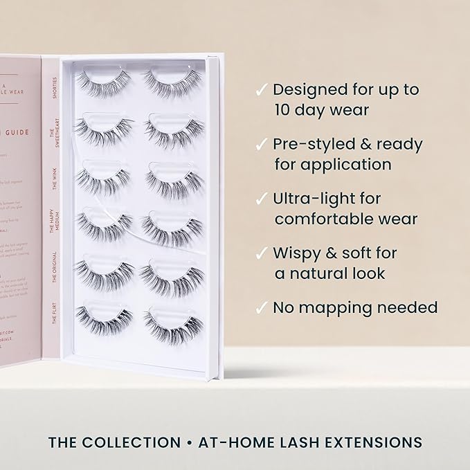 FlutterHabit Classic Collection Box, DIY Lash Extensions, Lash Clusters Kit, Up to 10 Day Wear, Natural & Classic Lashes, Salon Quality Eyelashes Extensions, 6 Sets of Lashes, No Lash Glue Included