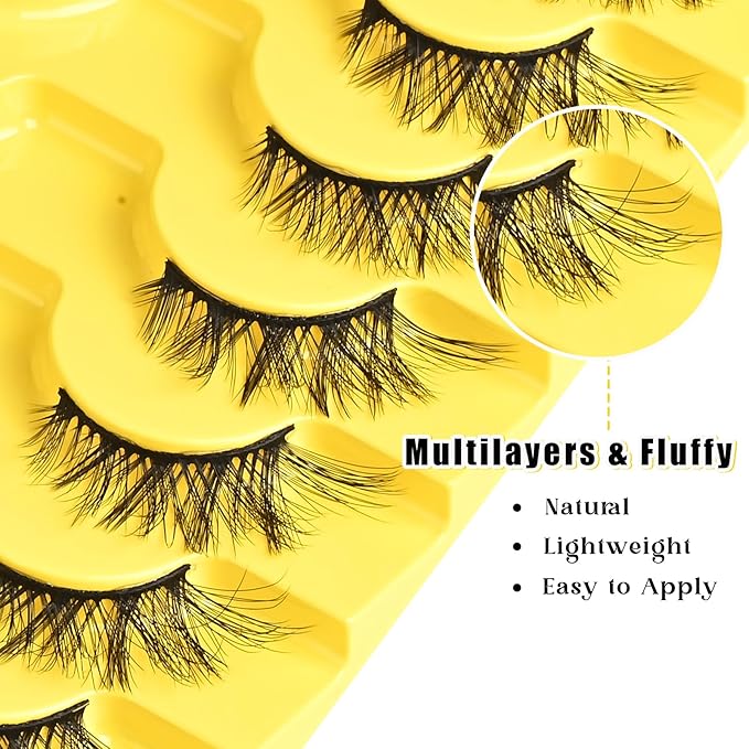 Half Lashes Natural Half Eyelashes Short Wispy Half Lashes Cat Eye 3D Curl Lash 10 Pairs Fake Cateye Eyelash Reusable False Eyelashes Natural Cluster Strip Lashes
