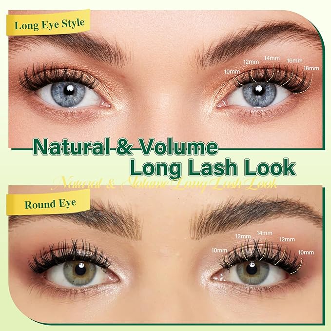 KEYYOULASH Lash ClustersThick Volume Eyelash Clusters D Curl 144pcs Manga Eyelash Clusters Thin Band Lashes Clusters for Beginner DIY Cluster Eyelash Extensions at Home(KY04-8-18MIX)
