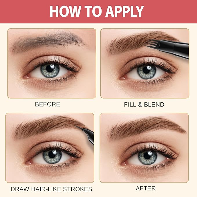LAVONE Eyebrow Pen, 2-in-1 Eyebrow Pencils for Women with 4 Tip Microblading Eyebrow Pencil and Curved Precise Brow Pencil, Waterproof Eyebrow Pencil Create Full, Natural Hair-Like Brows, Soft Brown