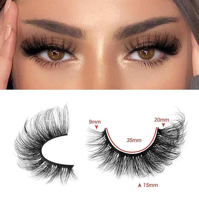 Mink Lashes Full False Eyelashes Wispy Cat Eye Lashes Strip 20MM Fox 8D Dramatic Pack 7 Pairs Fake Eyelashes by Ruairie