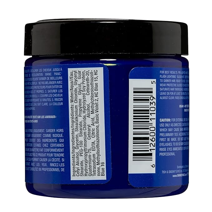 MANIC PANIC Classic Rockabilly Blue Semi Permanent Hair Color - True Neutral Blue Hair Dye for Women & Men That Lasts 4-6 Weeks - Vegan, Ammonia & Cruelty-Free - Create & Mix Custom Shades (4oz)
