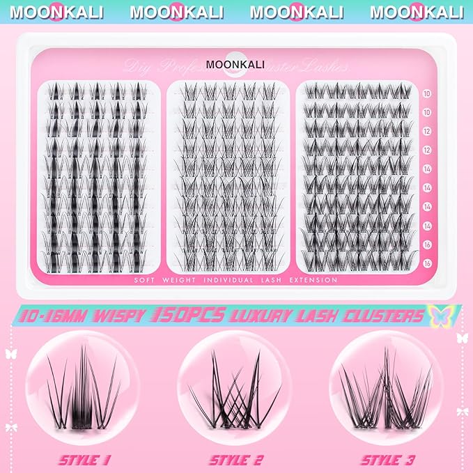 Manga Lash Clusters Wispy Eyelash Clusters 3 Styles Mix Natural Cluster Eyelash Extensions D Curly Soft Individual Lashes 10-16 mm Versatile Invisible Band Eyelashes Clusters Extension by MOONKALI