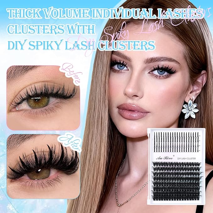 Lash Clusters Spikes Eyelash Clusters with Spiky Cluster 14-20mm Fluffy Volume 100D Individual Lashes Lash Extensions Wispy D Curl Manga Natural Cluster Anime Eyelash Extensions