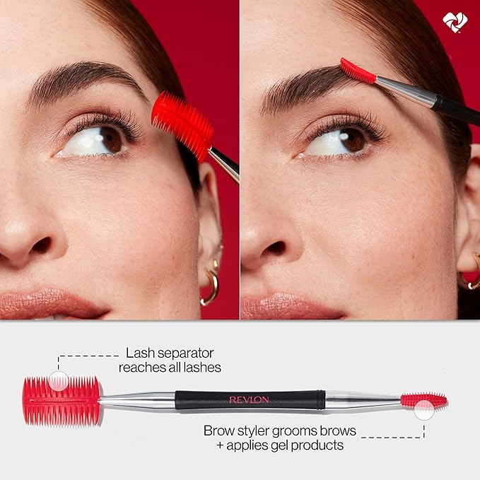 Revlon Lash & Brow Styling Tool, Dual Ended Eyelash Separator & Eyebrow Brush Spoolie, Works with Mascara, Stocking Stuffer for Women, 1 count