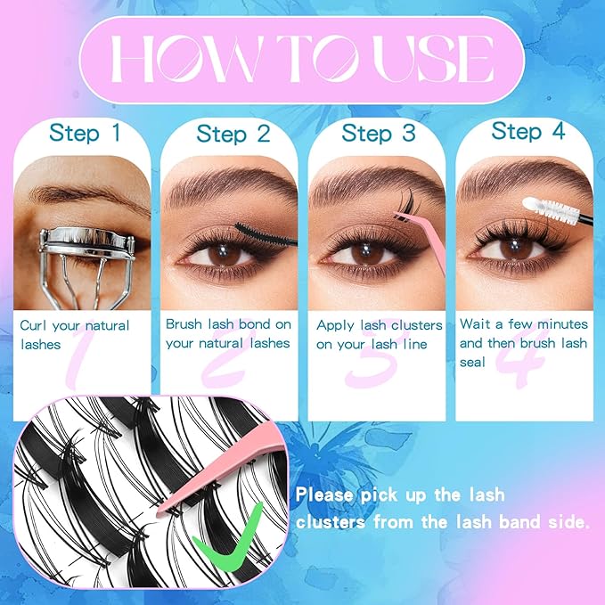 Fairy Manga Lash Clusters 10-14mm C Curl Spike Eyelash Clusters Lashes Extension Fairy Lash Clusters Lashes Cluster with Invisiable Band (Fairy)