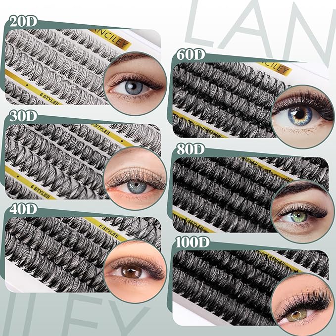 480PCS Lash Clusters 10-20MM 20D+30D+40D+60D+80D+100D Thick Volume Eyelash Extensions Natural Eyelash Clusters Individual Lashes Long Lasting D Curly Lash Extension Thin Band Soft False Lashes-6