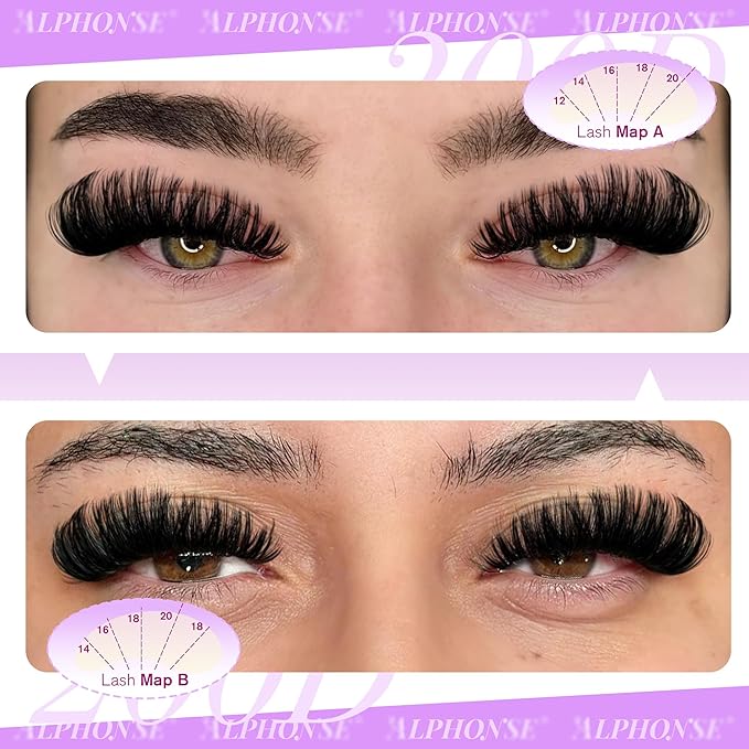 Lash Clusters Volume Eyelash Clusters 12-20mm Wispy Individual Lashes 200D Thick Lashes Clusters Mega Cluster Eyelash Extensions D-Curly Cluster Lashes 140pcs Lash Extension DIY at Home by ALPHONSE