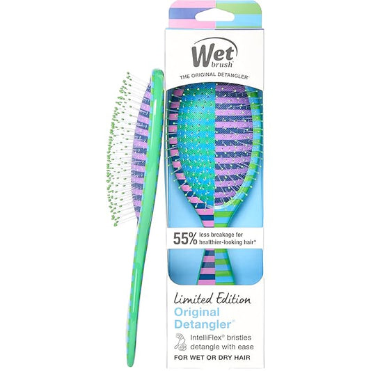 Wet Brush Original Detangler Hair Brush, Flexible Bristles Gently Detangle All Hair Types, Works on Wet or Dry Strands, Ergonomic Handle, Reduces Breakage, Limited Edition, Retro Sport Bright Tee Time
