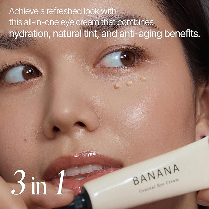 shaishaishai BANANA Conceal Cream, Hydrating Under Eye Cream & Dark Circle Corrector, Revitalizing Firming with Collagen & Vitamin C, Korean Skincare, 0.52 oz